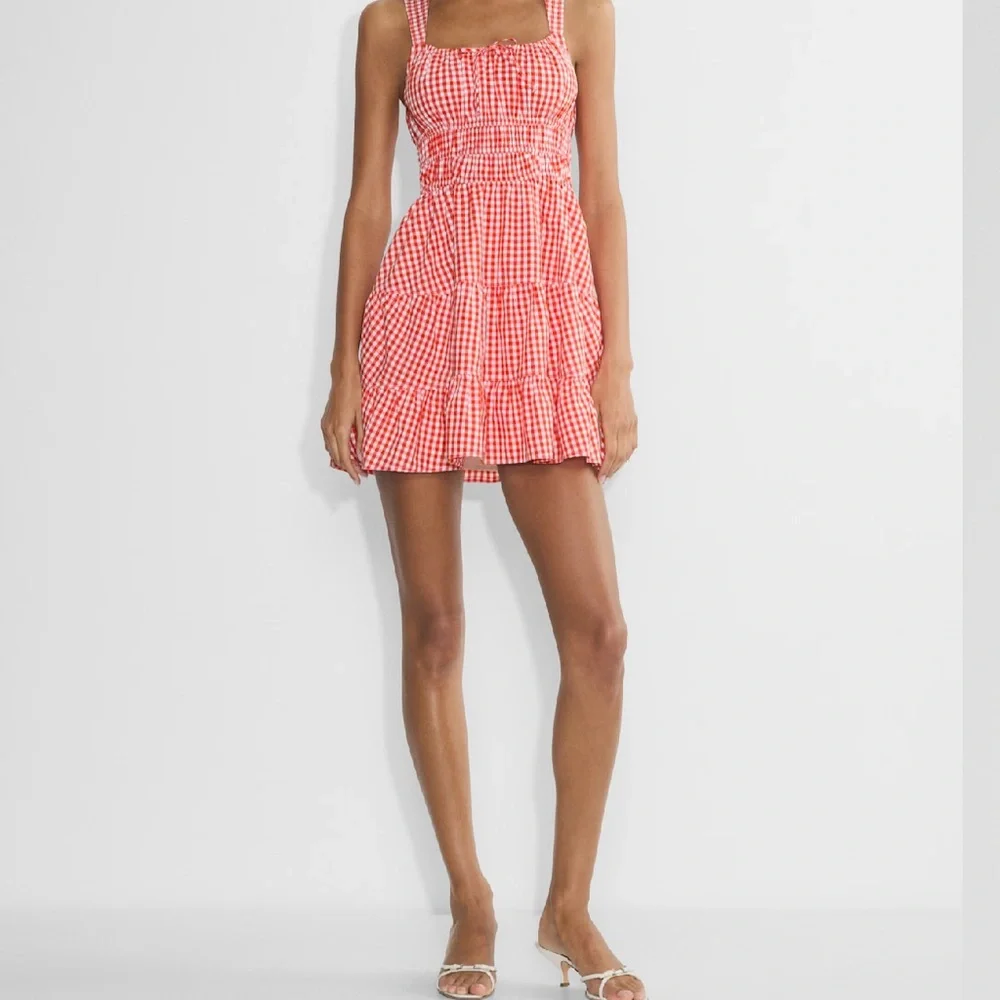 Aritzia Red Checkered Mini Dress - Picture 1 of 2